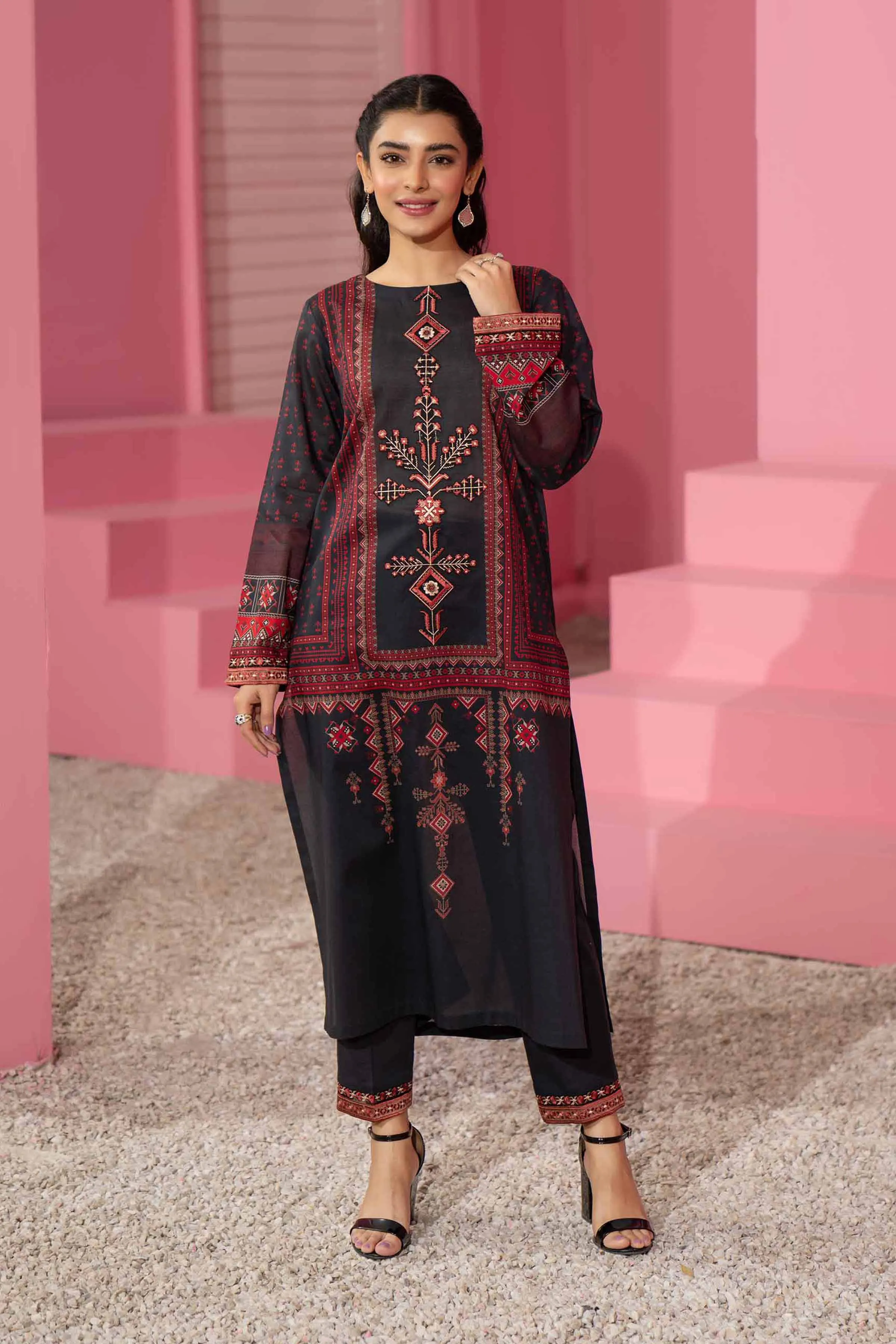 2 Piece - Digital Printed Embroidered Suit - 42401101