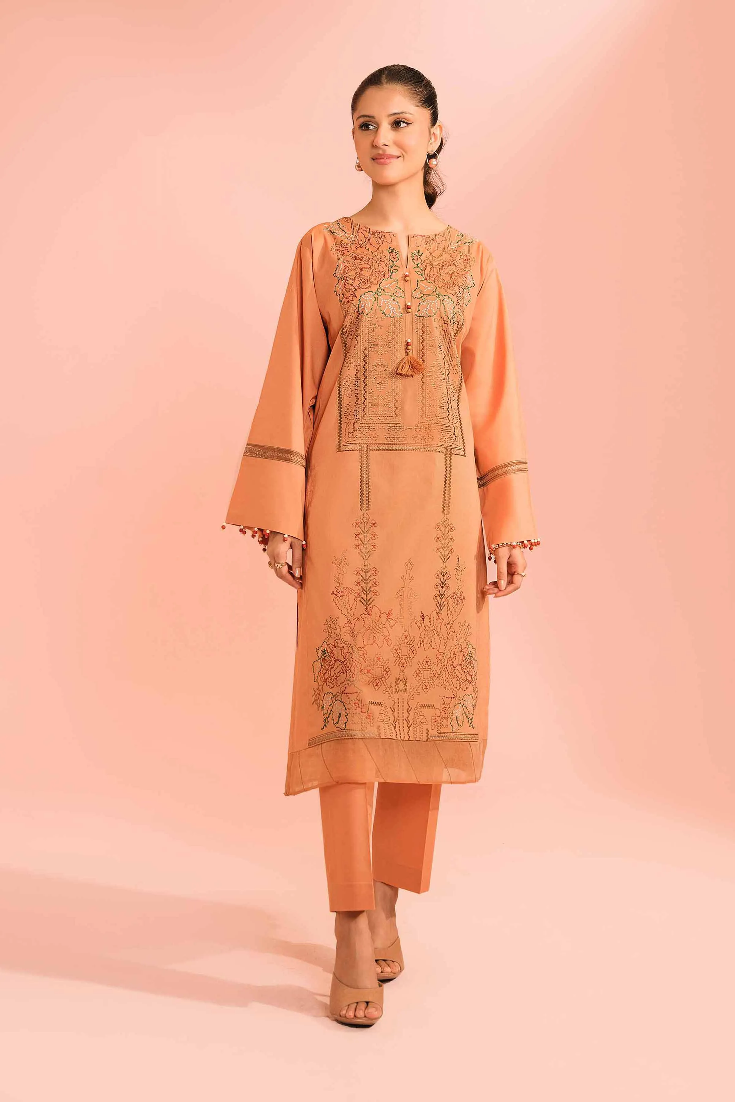 2 Piece - Dyed Embroidered Suit -  42301584