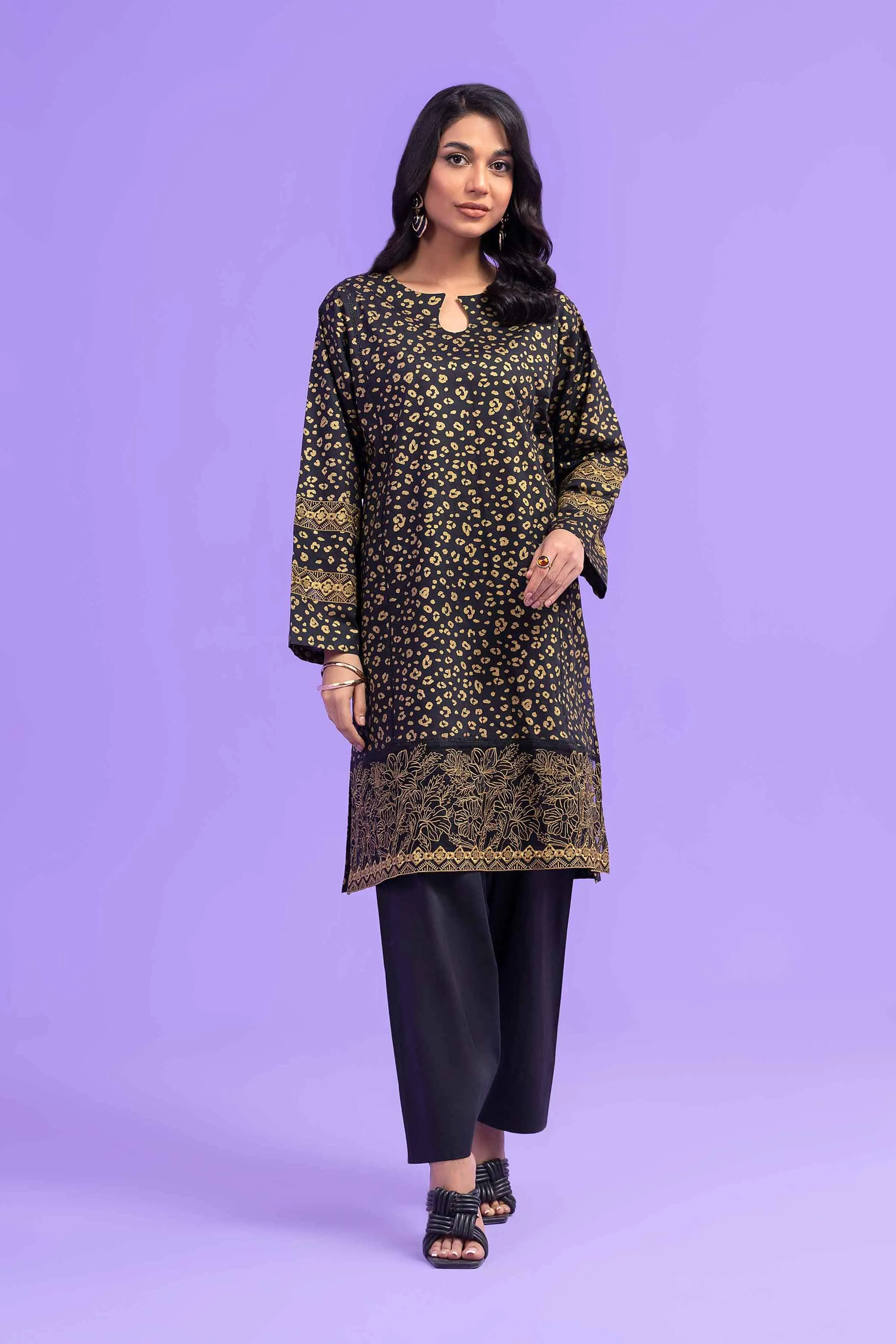 2 Piece - Dyed Gold Embroidered Suit - 42301593