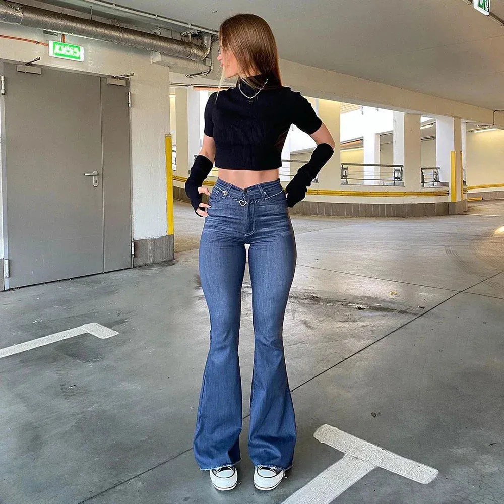 2024 Y2K Blue High Waist Stretch Vintage Spring Autumn Jeans