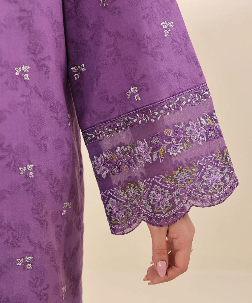 3 Piece - Embroidered Cotton Jacquard Suit