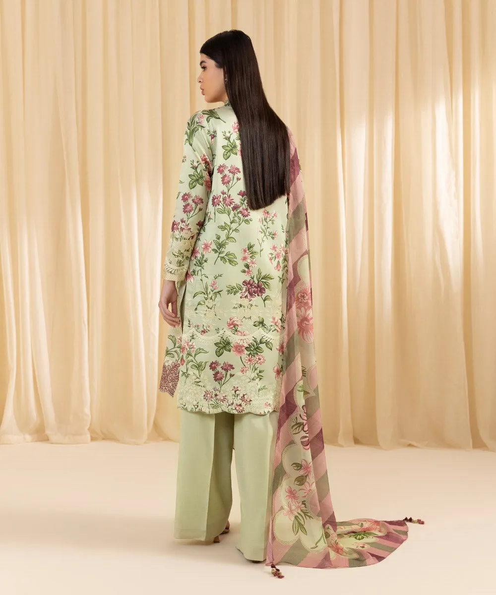 3 Piece -  Embroidered Satin Suit