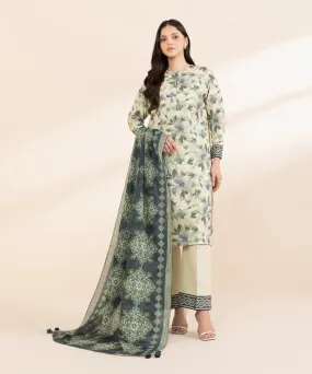 3 Piece - Printed Light Khaddar Suit