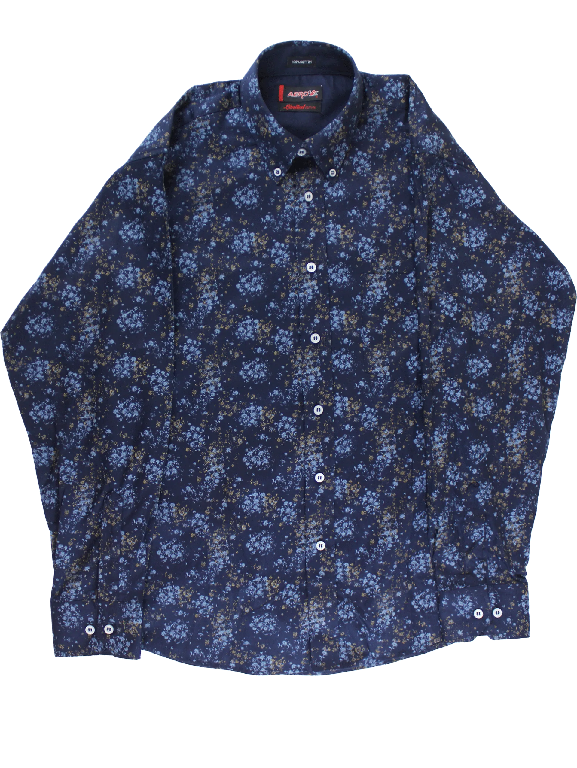 AERO Navy Patterned L/S Shirt