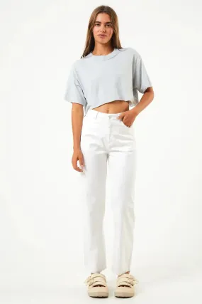 Afends shelby - hemp twill wide leg pants - white