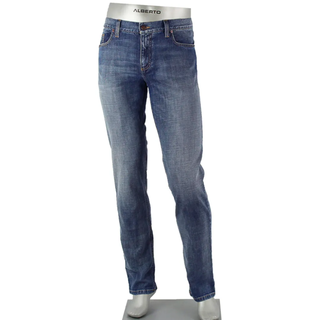 Alberto Pipe Authentic Denim Wash Med Blue Jeans