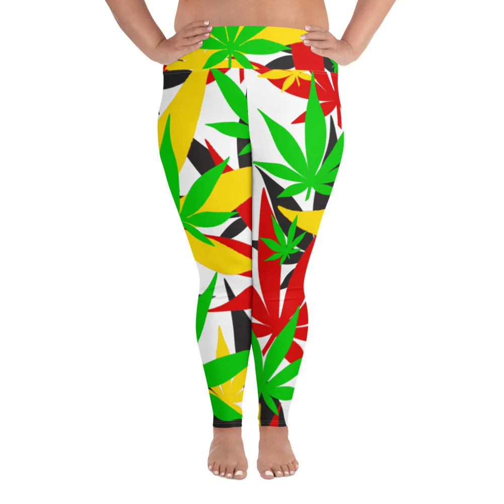 All-Over Print Plus Size Solid Leaf E4SO Leggings