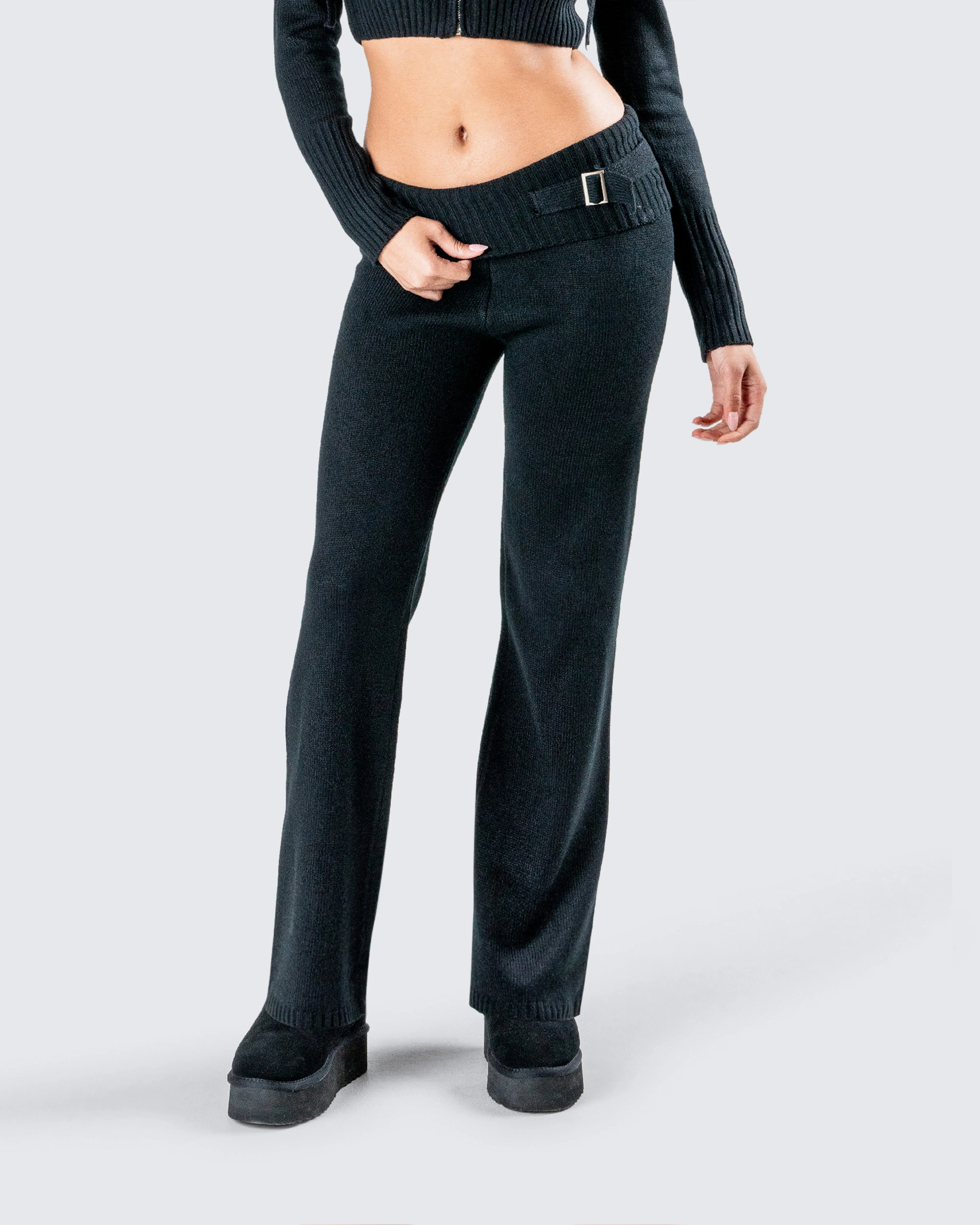 Alyssa Black Knit Pant