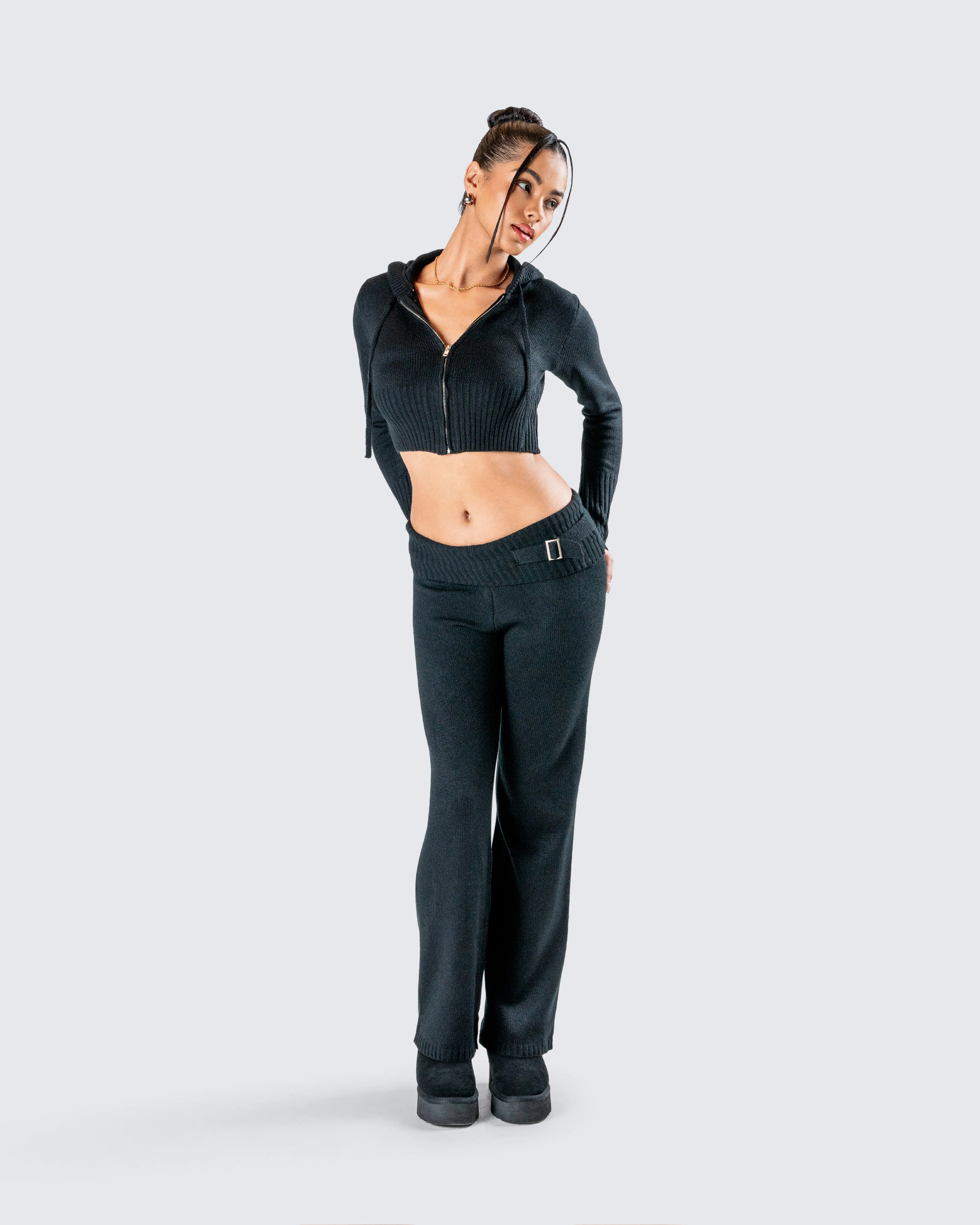 Alyssa Black Knit Pant