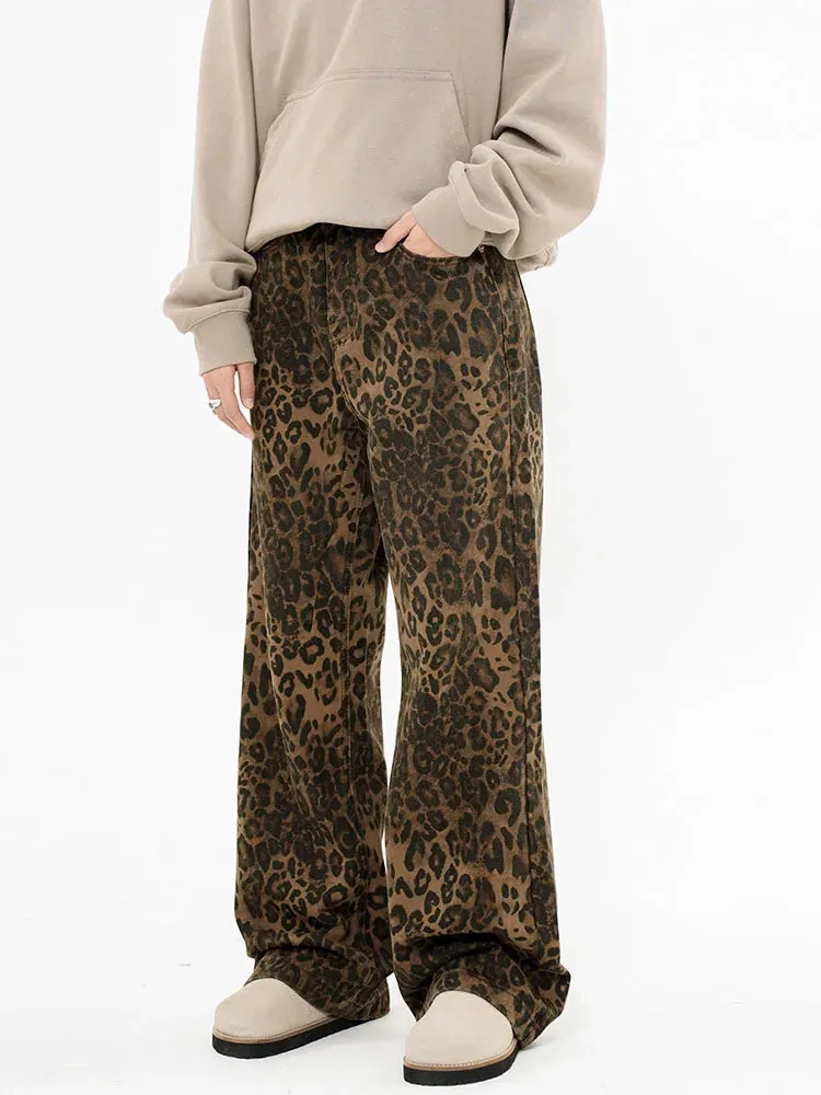 American Vintage Classic High Waist Leopard Print Jeans