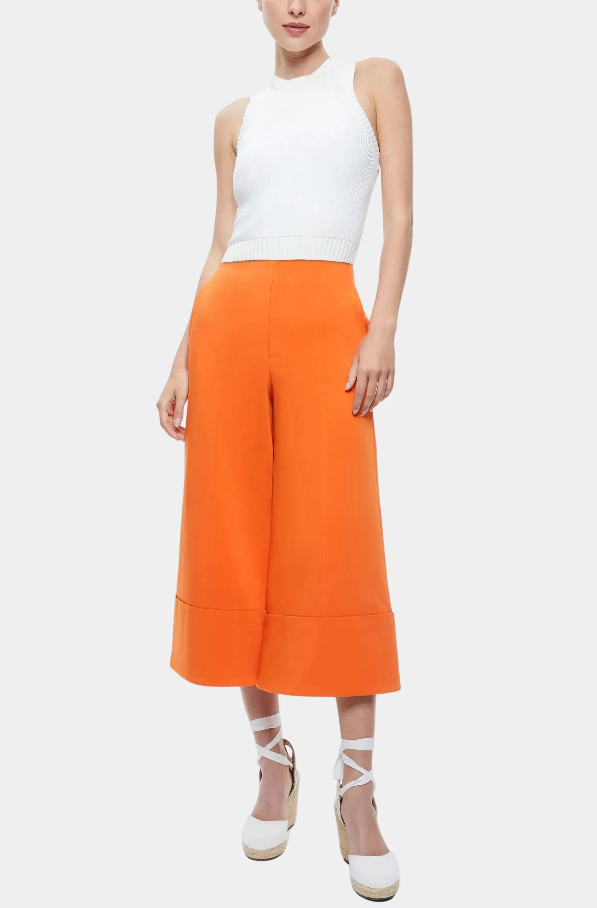 Andra Wide Leg Cropped Cuff Pant