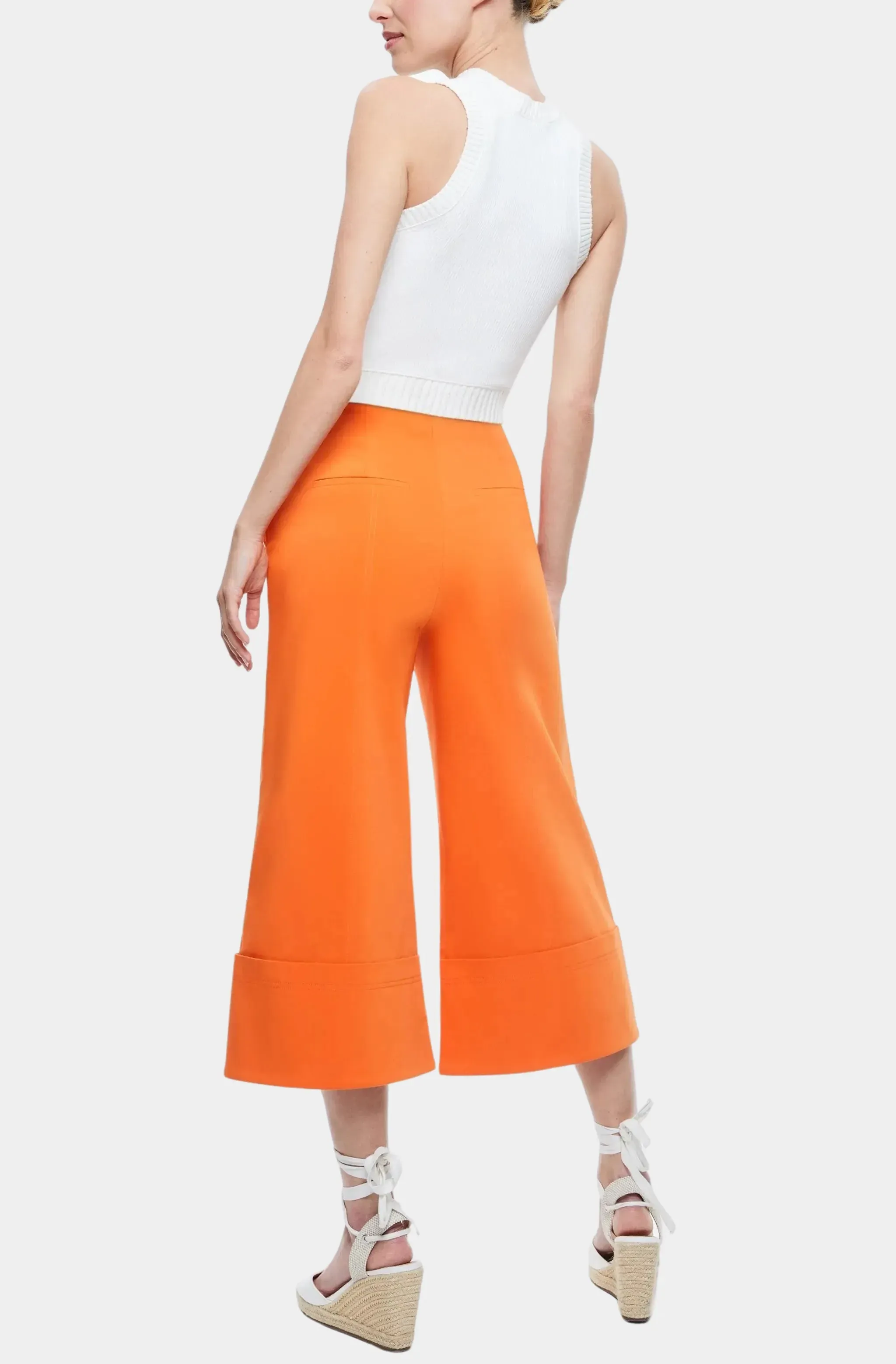 Andra Wide Leg Cropped Cuff Pant