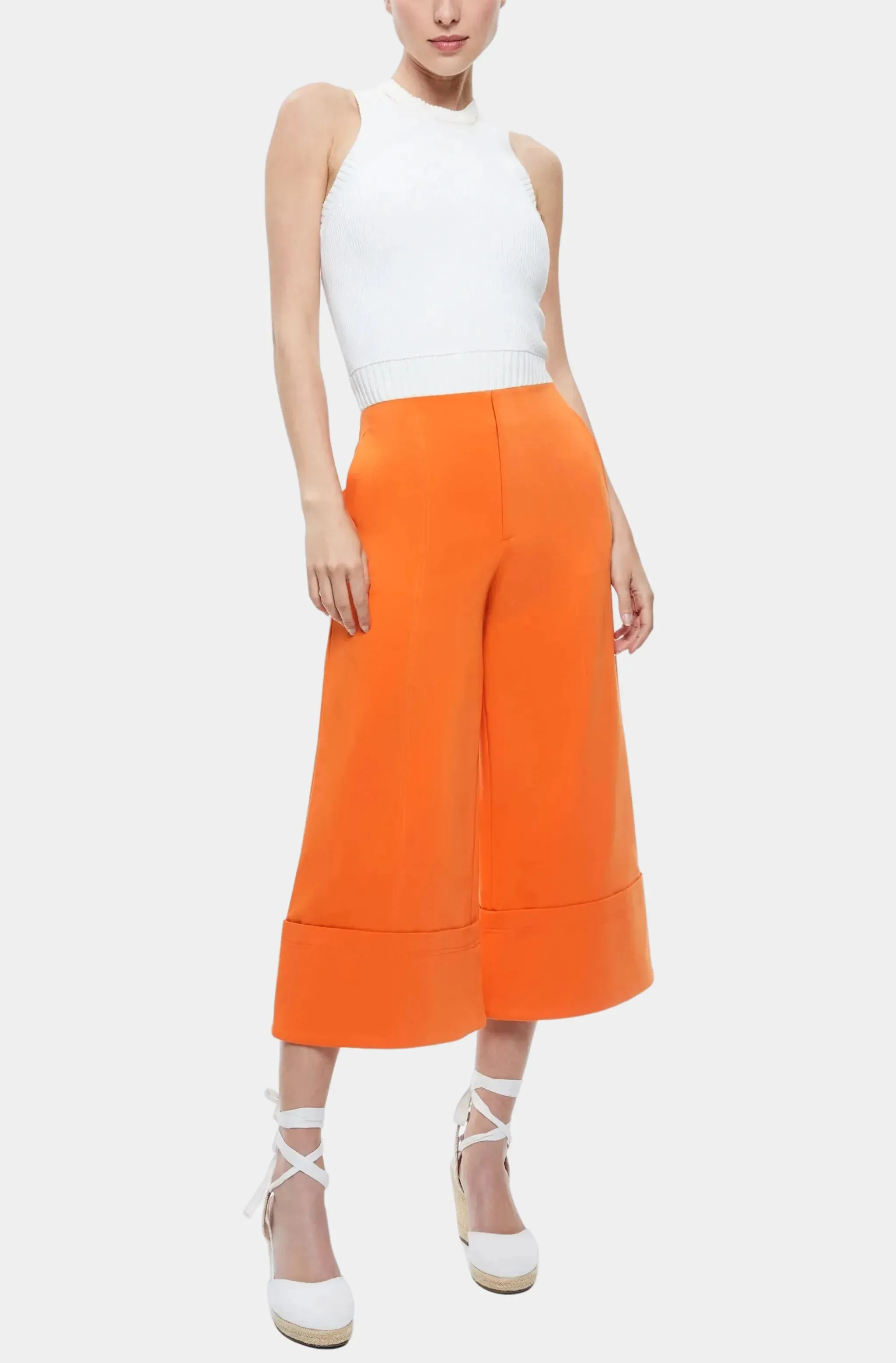 Andra Wide Leg Cropped Cuff Pant