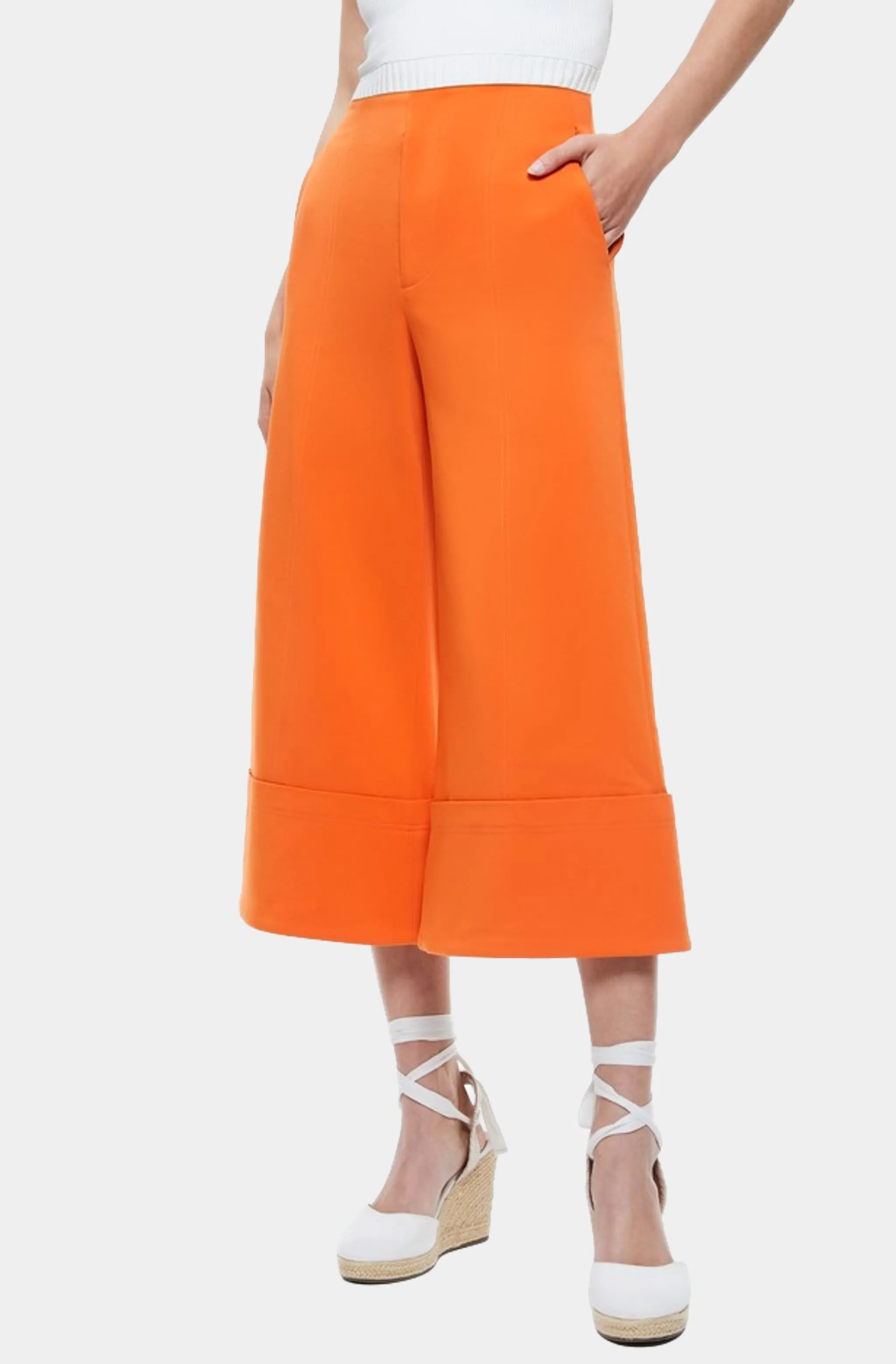 Andra Wide Leg Cropped Cuff Pant