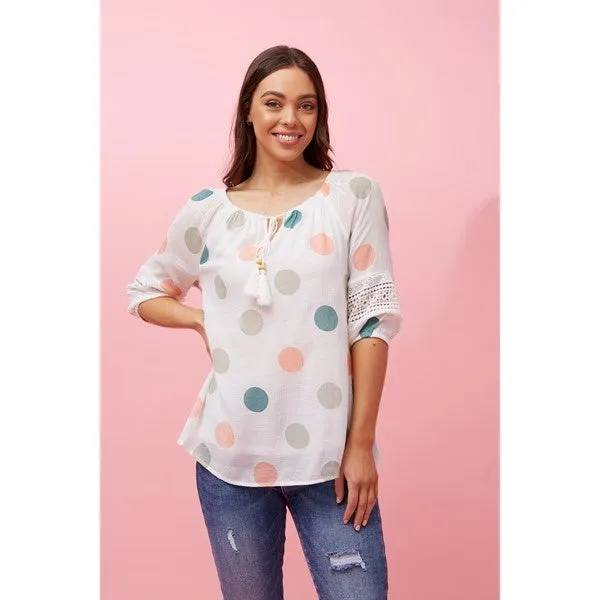 ANDREA POLKA DOT TOP