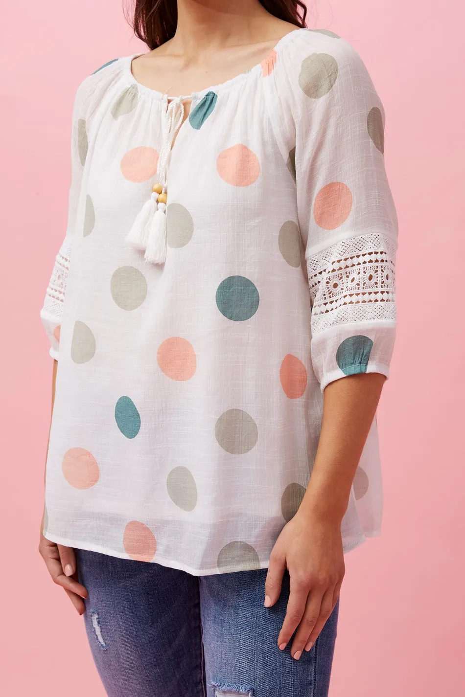 ANDREA POLKA DOT TOP