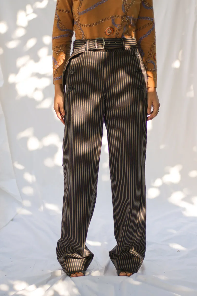 ANOUK BELTED STRIPE TROUSER