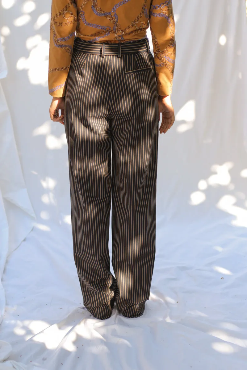 ANOUK BELTED STRIPE TROUSER