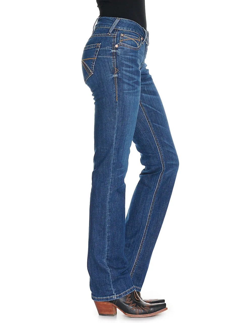 Ariat 10037682 Womens REAL Brenda Mid Rise Stackable Straight Leg Jeans Irvine