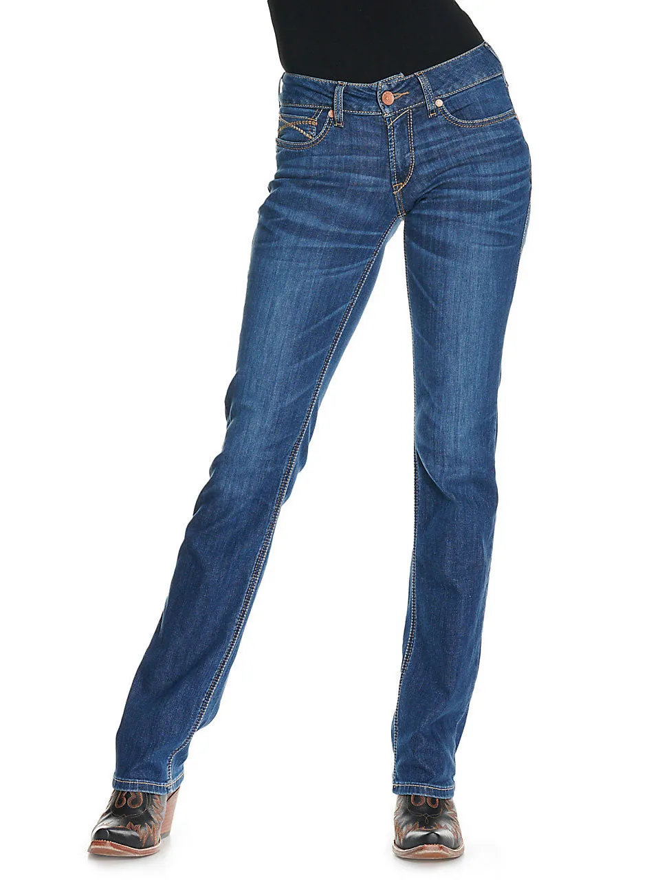 Ariat 10037682 Womens REAL Brenda Mid Rise Stackable Straight Leg Jeans Irvine