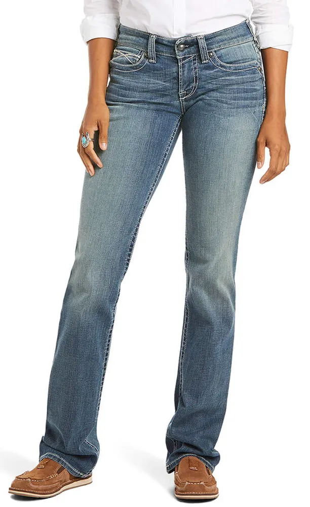 Ariat Women's R.E.A.L. Mid Rise Stretch Icon Stackable Straight Leg Jean