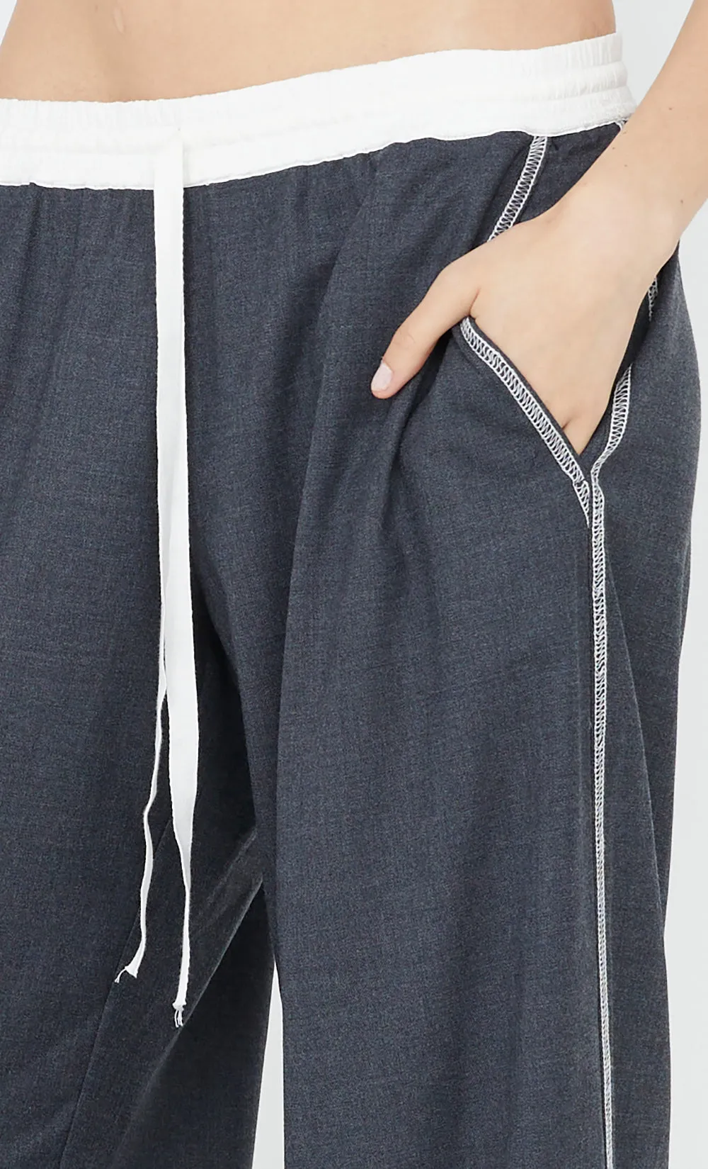 ASTER DRAWSTRING PANT - CHARCOAL/WHITE