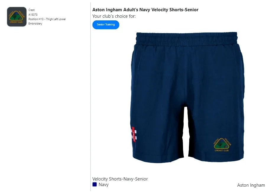 Aston Ingham  Adult's Navy Velocity Shorts-Senior