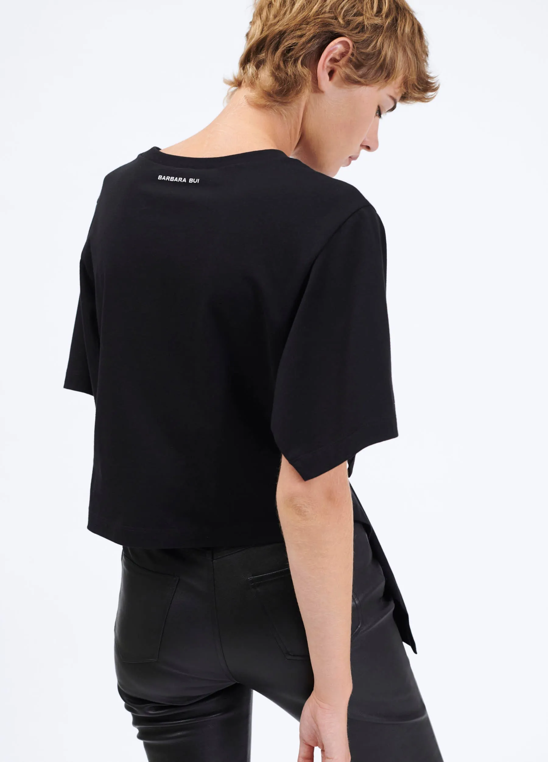 Asymmetrical cotton jersey T-shirt