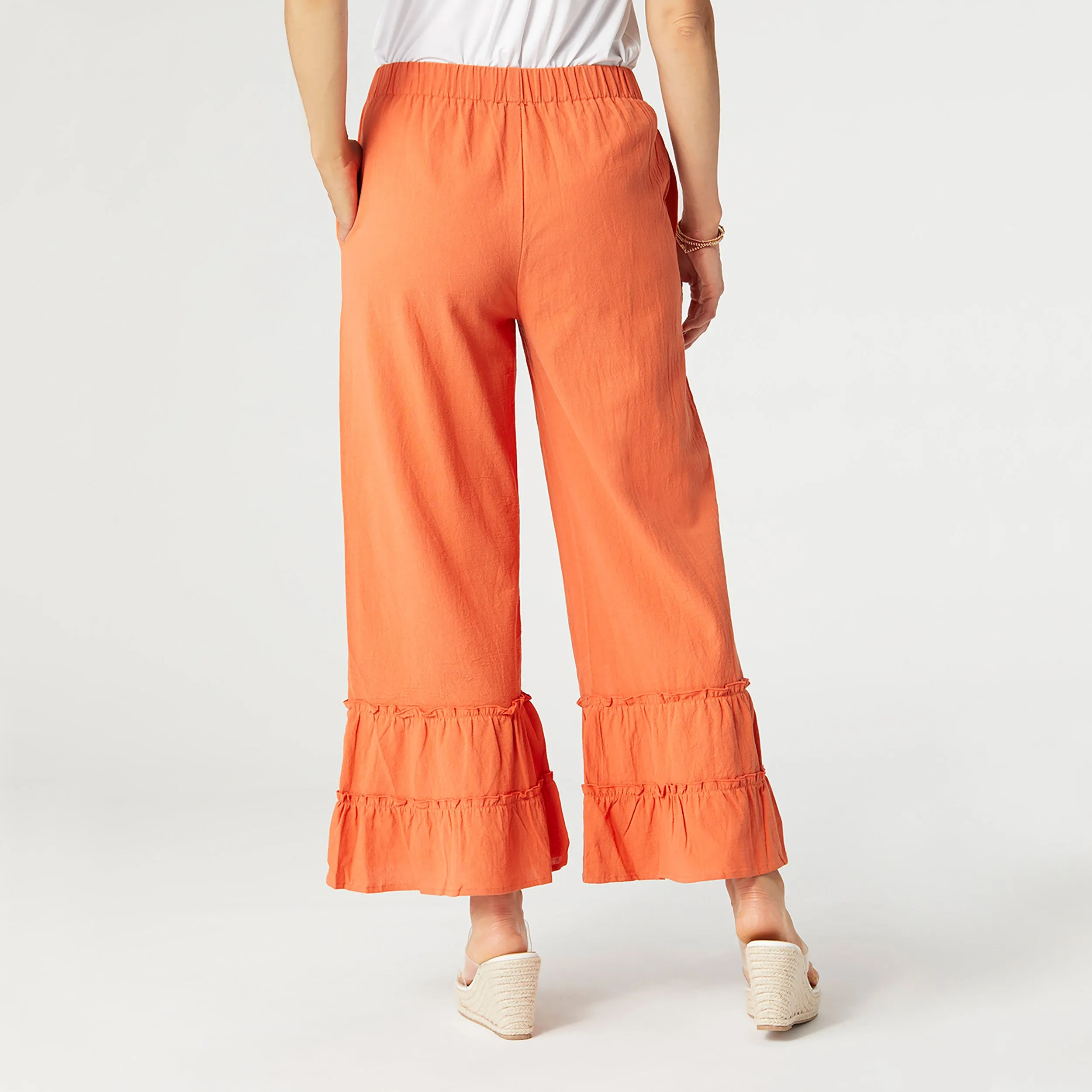 Audrey Tiered Ruffle Pant - Orange Poppy