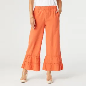 Audrey Tiered Ruffle Pant - Orange Poppy