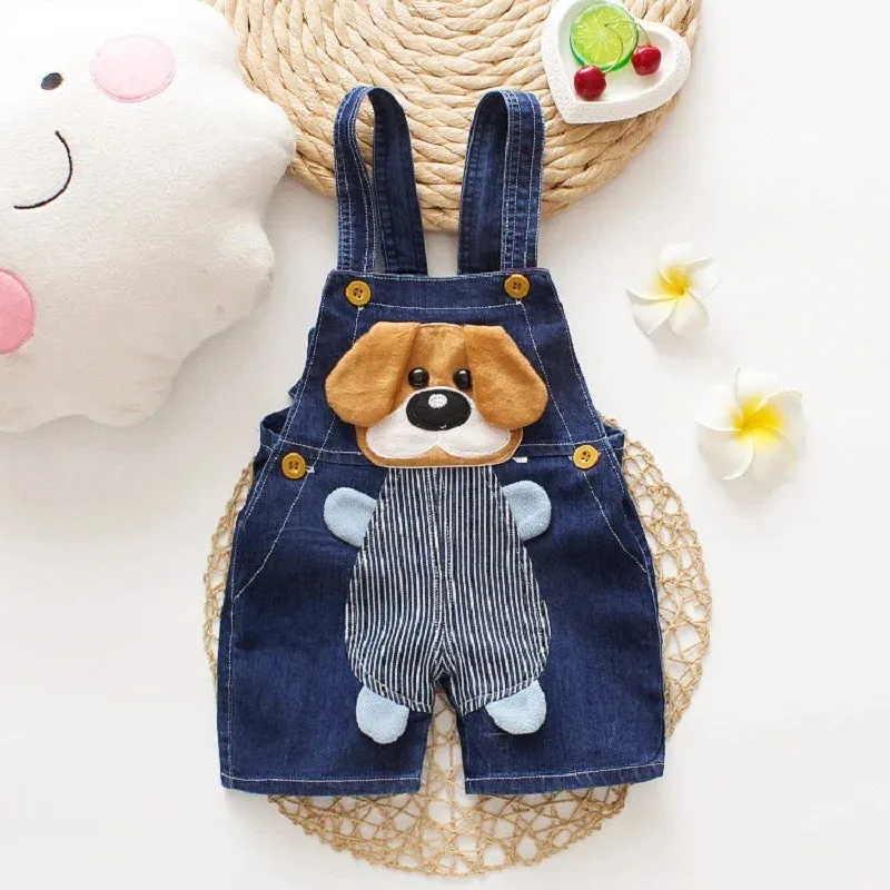 Baby Boy 2024 Short Animal Denim Overalls