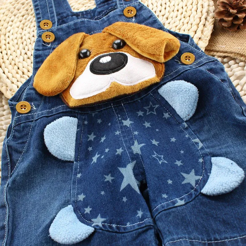 Baby Boy 2024 Short Animal Denim Overalls