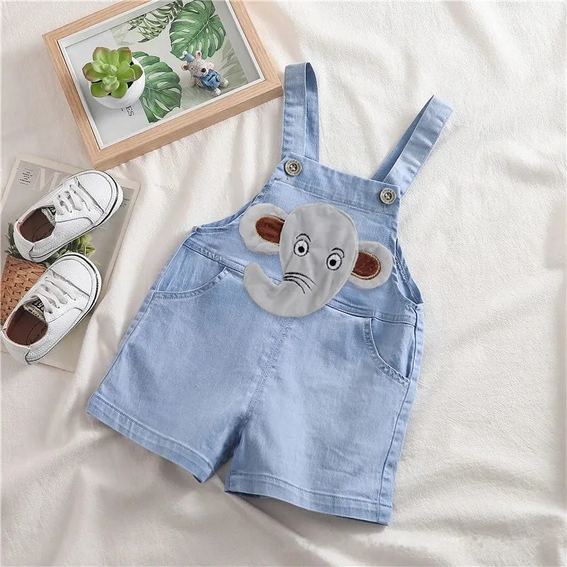 Baby Boy 2024 Short Animal Denim Overalls