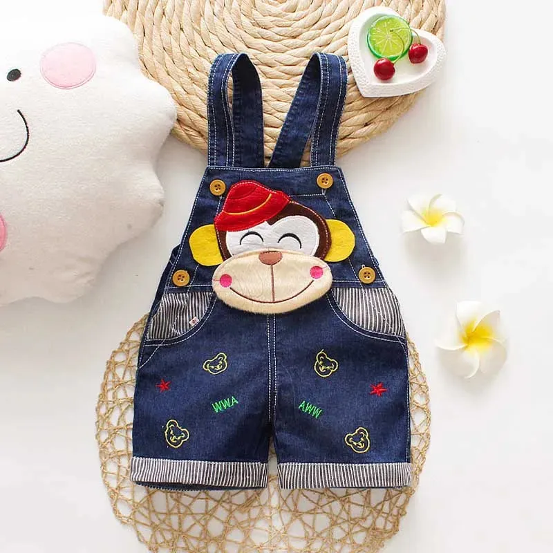 Baby Boy 2024 Short Animal Denim Overalls