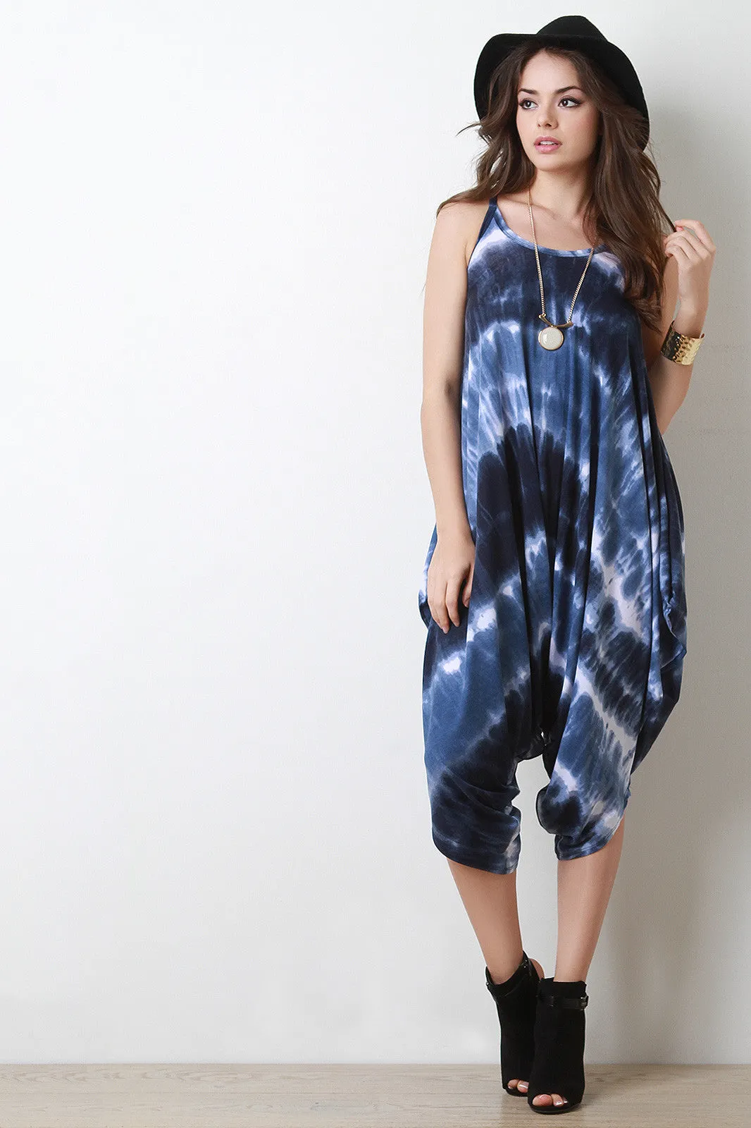 Baggy Drop Crotch Tie Dye Jumpsuit