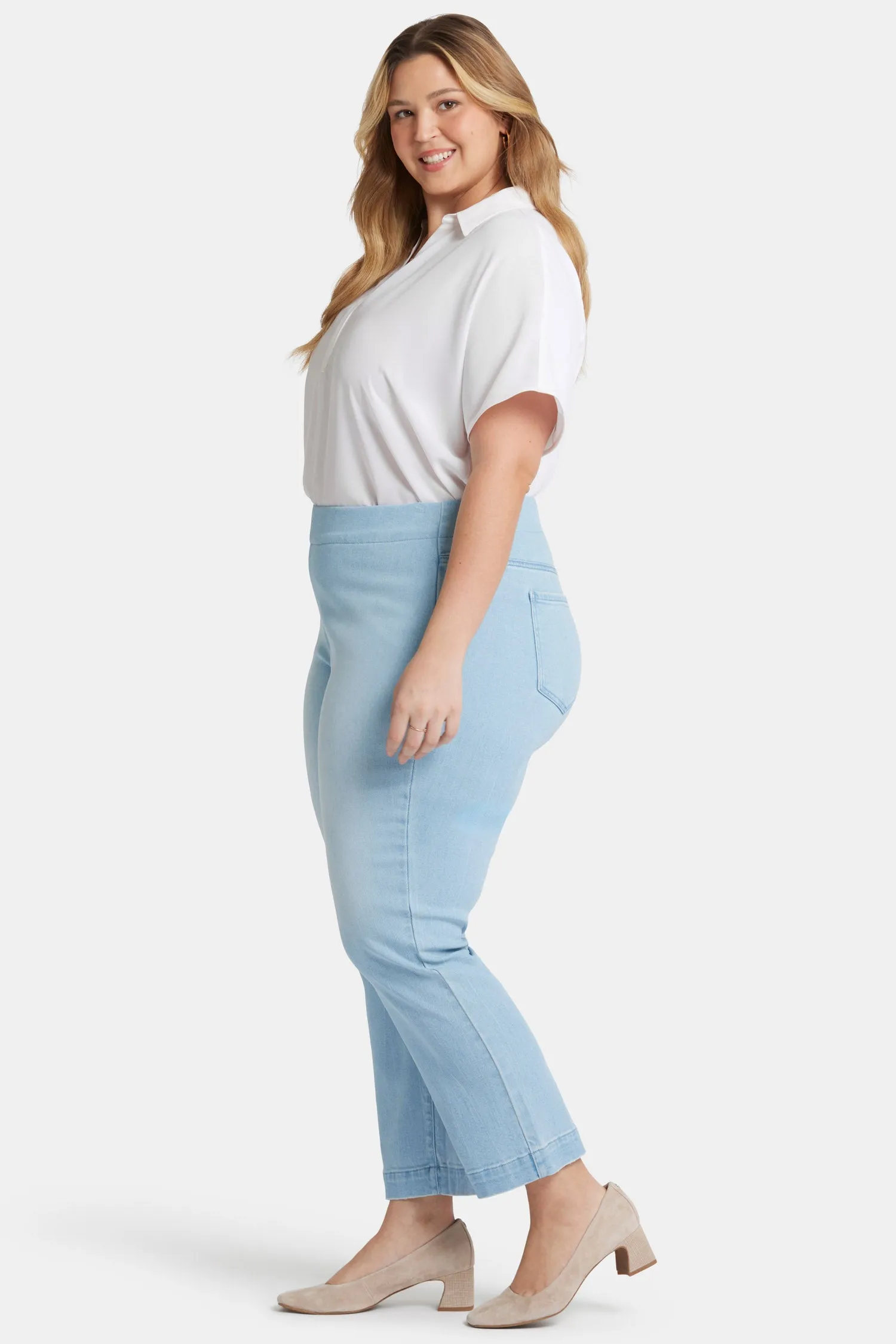 Bailey Relaxed Straight Ankle Pull-On Jeans In Plus Size - Santorini