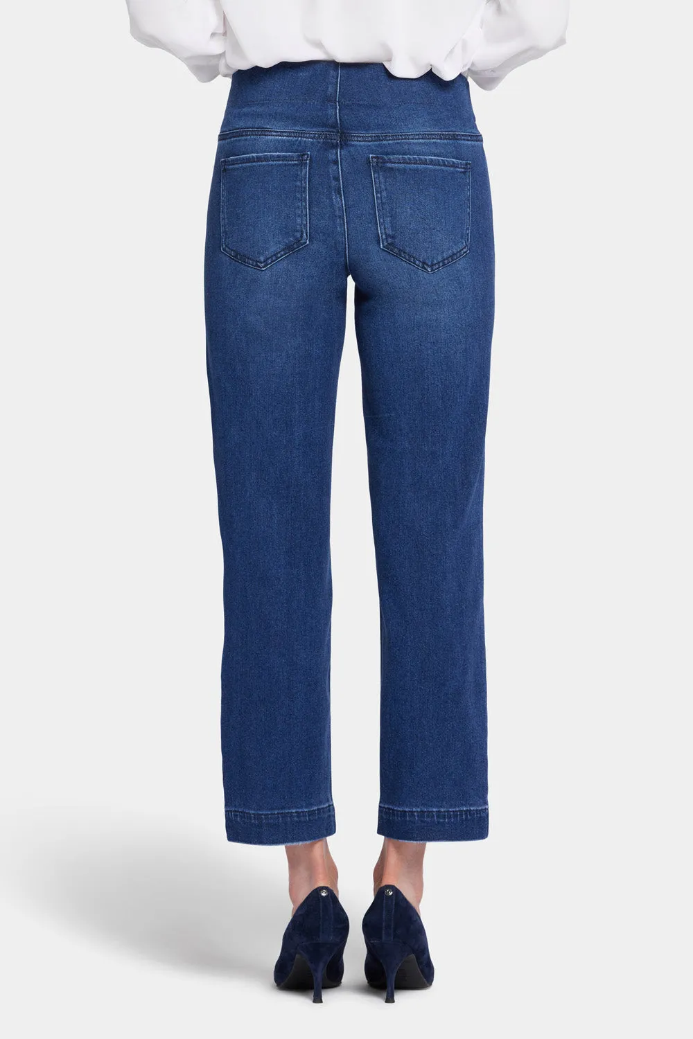 Bailey Relaxed Straight Ankle Pull-On Jeans - Mission Blue