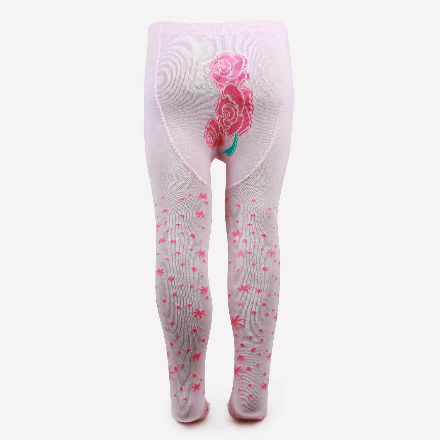 Barbie Printed Knitted Tights For Baby Girls - Baby Pink