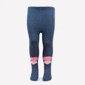 Barbie Printed Knitted Tights For Baby Girls - Light Navy