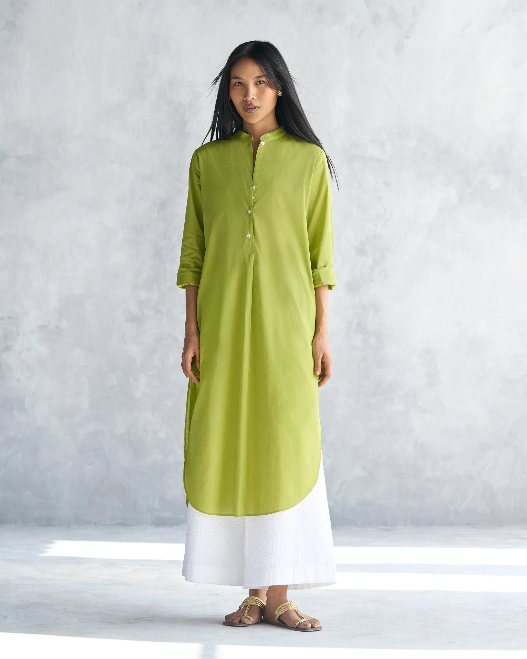 Basic Long Length Kurta - Lime