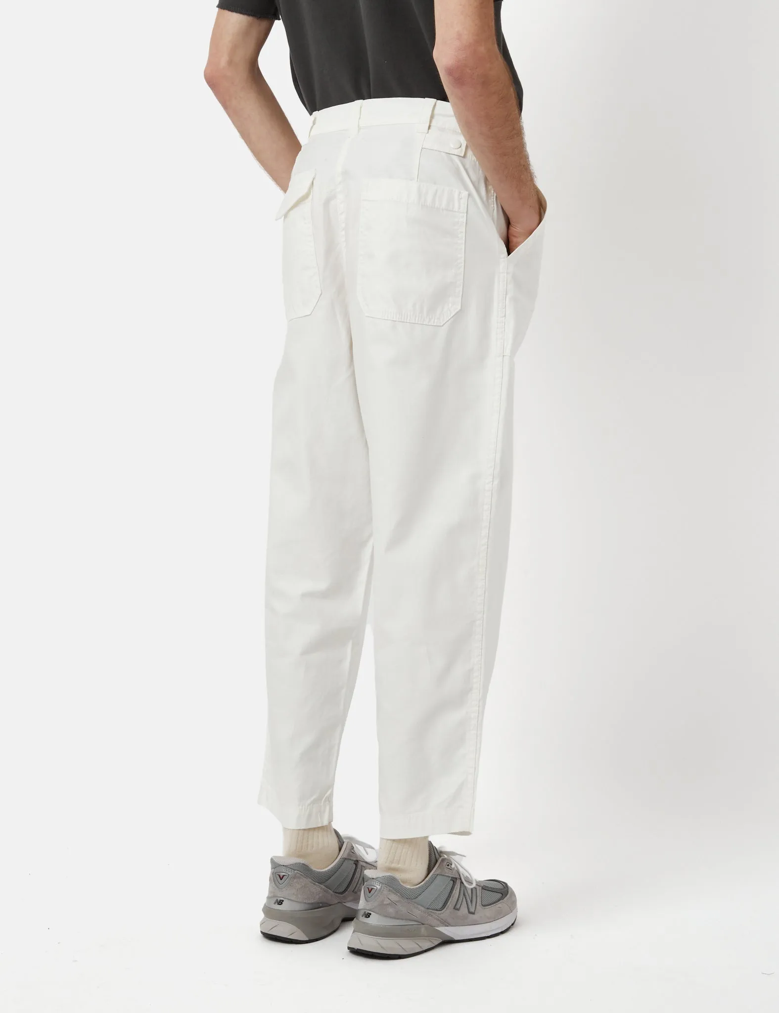 Beams Plus 1 Pleat Trousers (80/3 Cotton Satin) - White