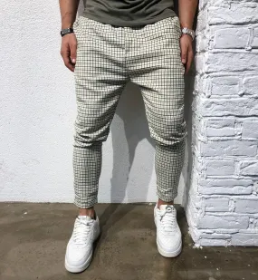 Beige Checkered Baggy Jogger Pant B163 Streetwear Jogger Pants