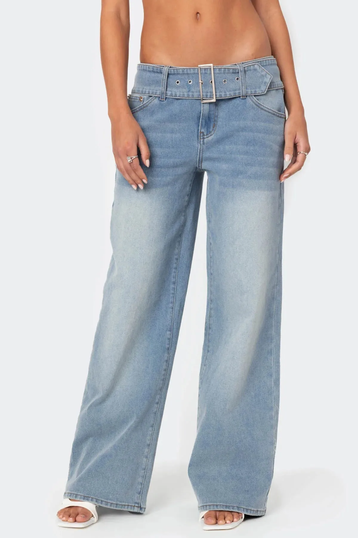 Belted Vintage Wash Jeans