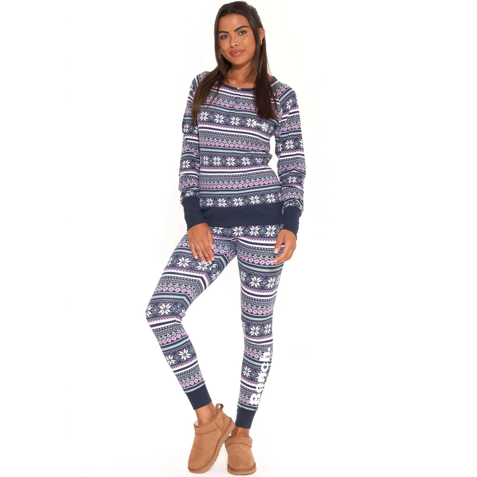 Bench Womens Sofiana Fairisle Long Sleeve Loungewear Set