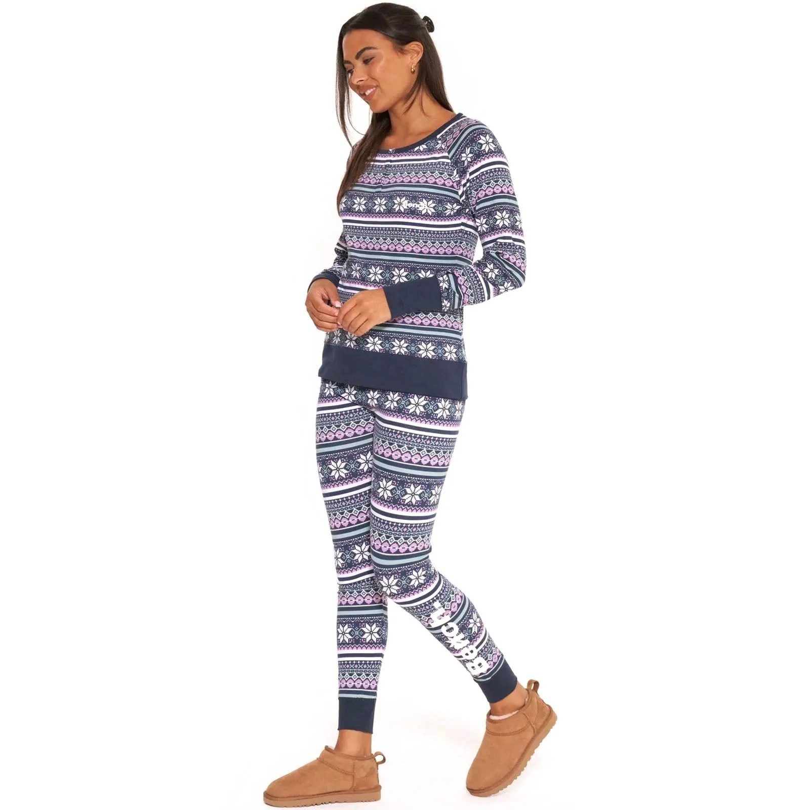 Bench Womens Sofiana Fairisle Long Sleeve Loungewear Set