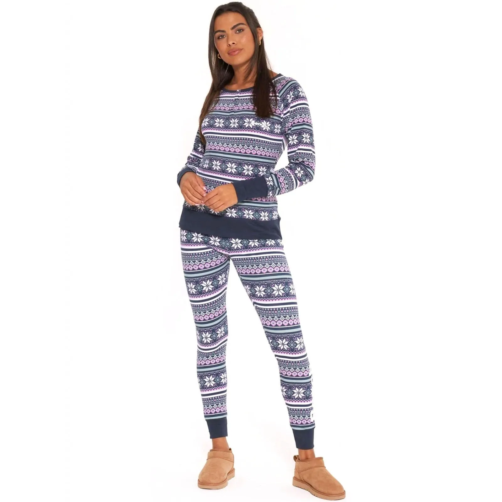 Bench Womens Sofiana Fairisle Long Sleeve Loungewear Set