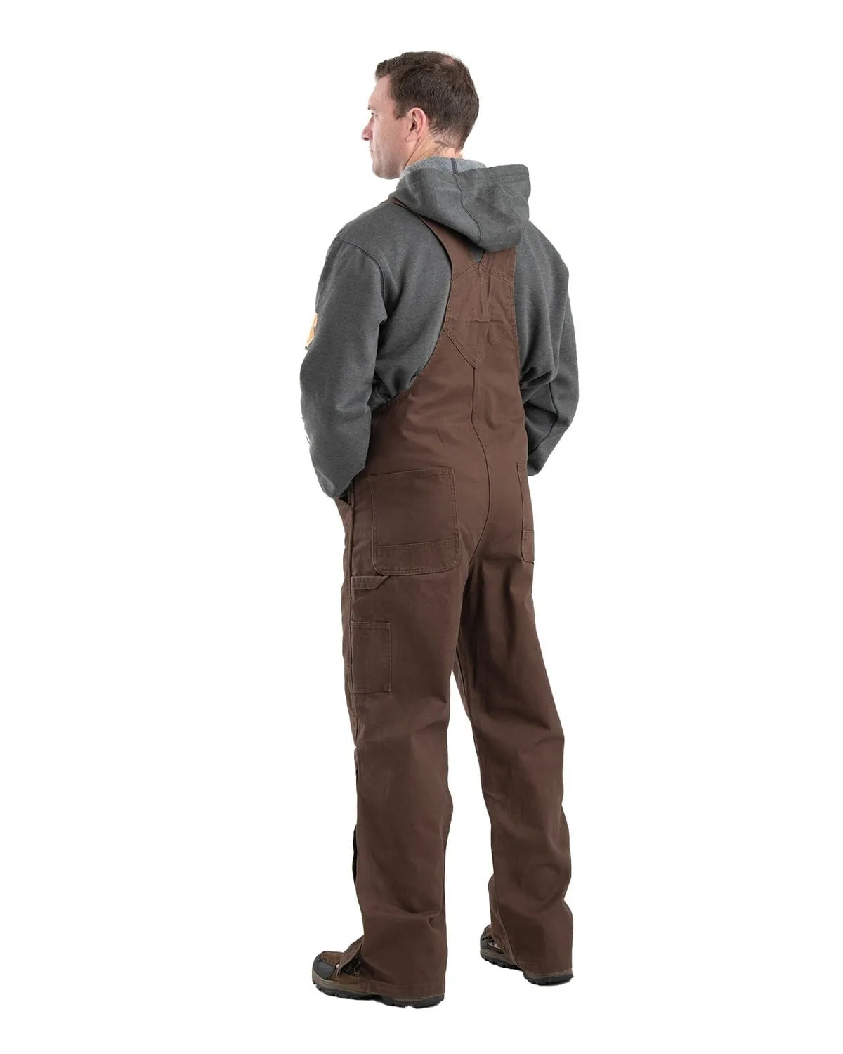 Berne Apparel Mens Heartland Unlined Washed Duck Bark 100% Cotton Bib Overall