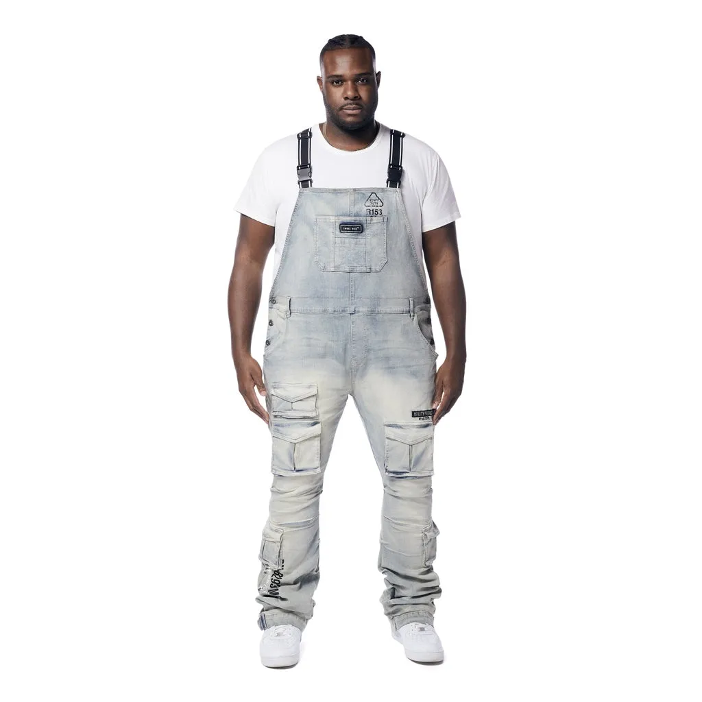 Big and Tall - Utility Heavy Washed Denim Overalls - Industrial Blue