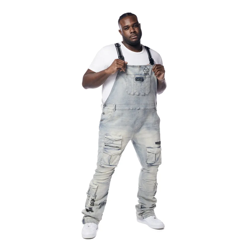 Big and Tall - Utility Heavy Washed Denim Overalls - Industrial Blue