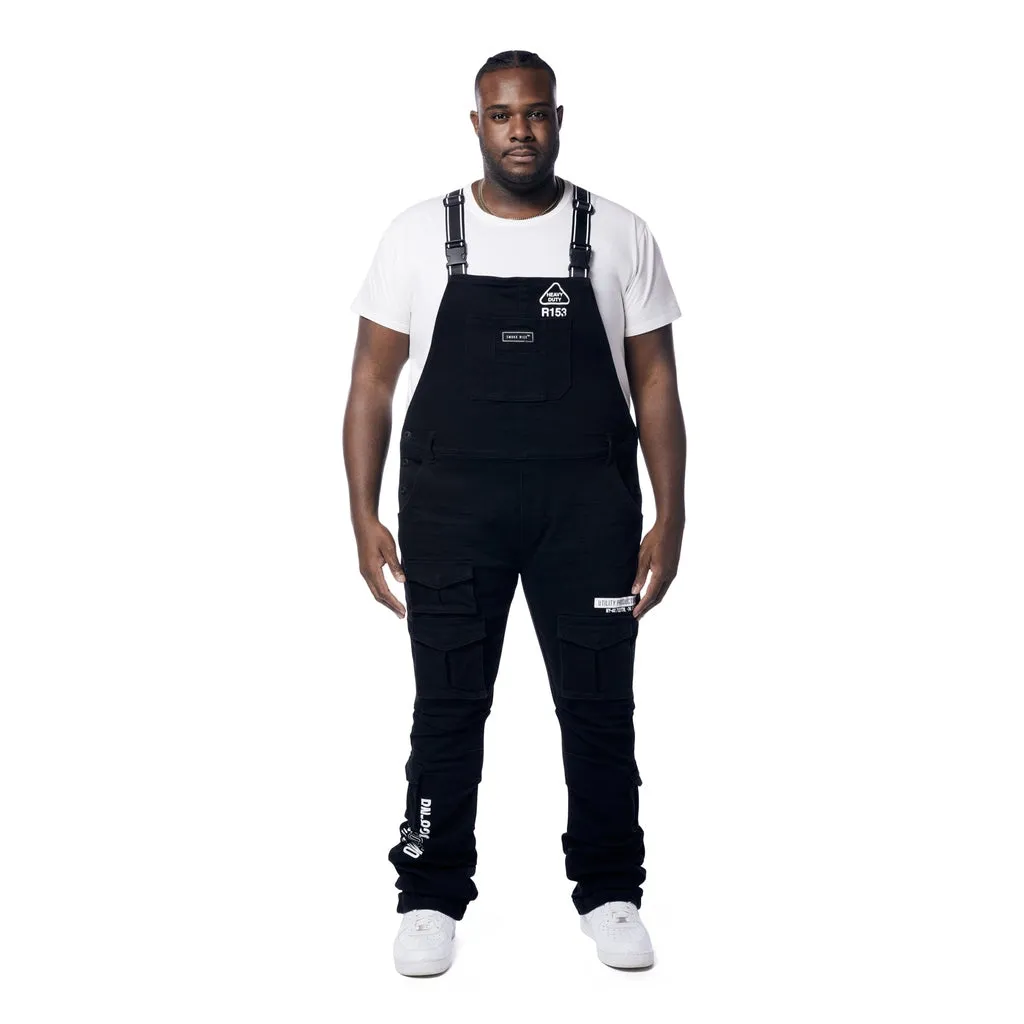 Big and Tall - Utility Heavy Washed Denim Overalls - Jet Black